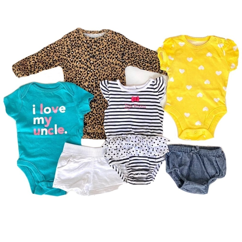 Baby Girl Clothes Bundle 6M Lot Bodysuits Shorts Outfits Mixed Brands 6pc